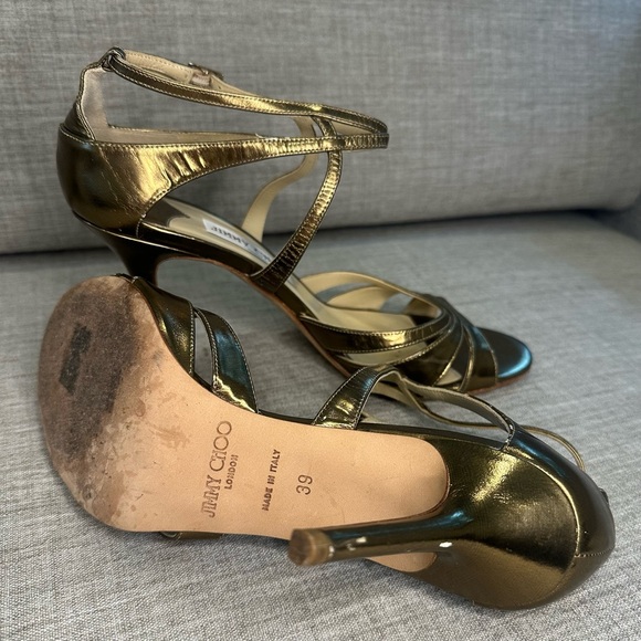 Jimmy Choo Dark Gold Strappy Heels - Picture 6 of 7